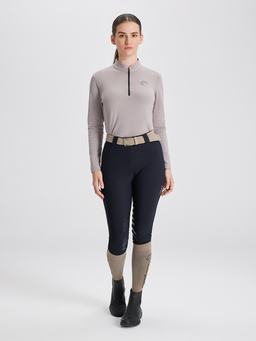 ASPEN BEIGE WOMEN'S LONG SLEEVE BASE LAYER QUARTER ZIP 