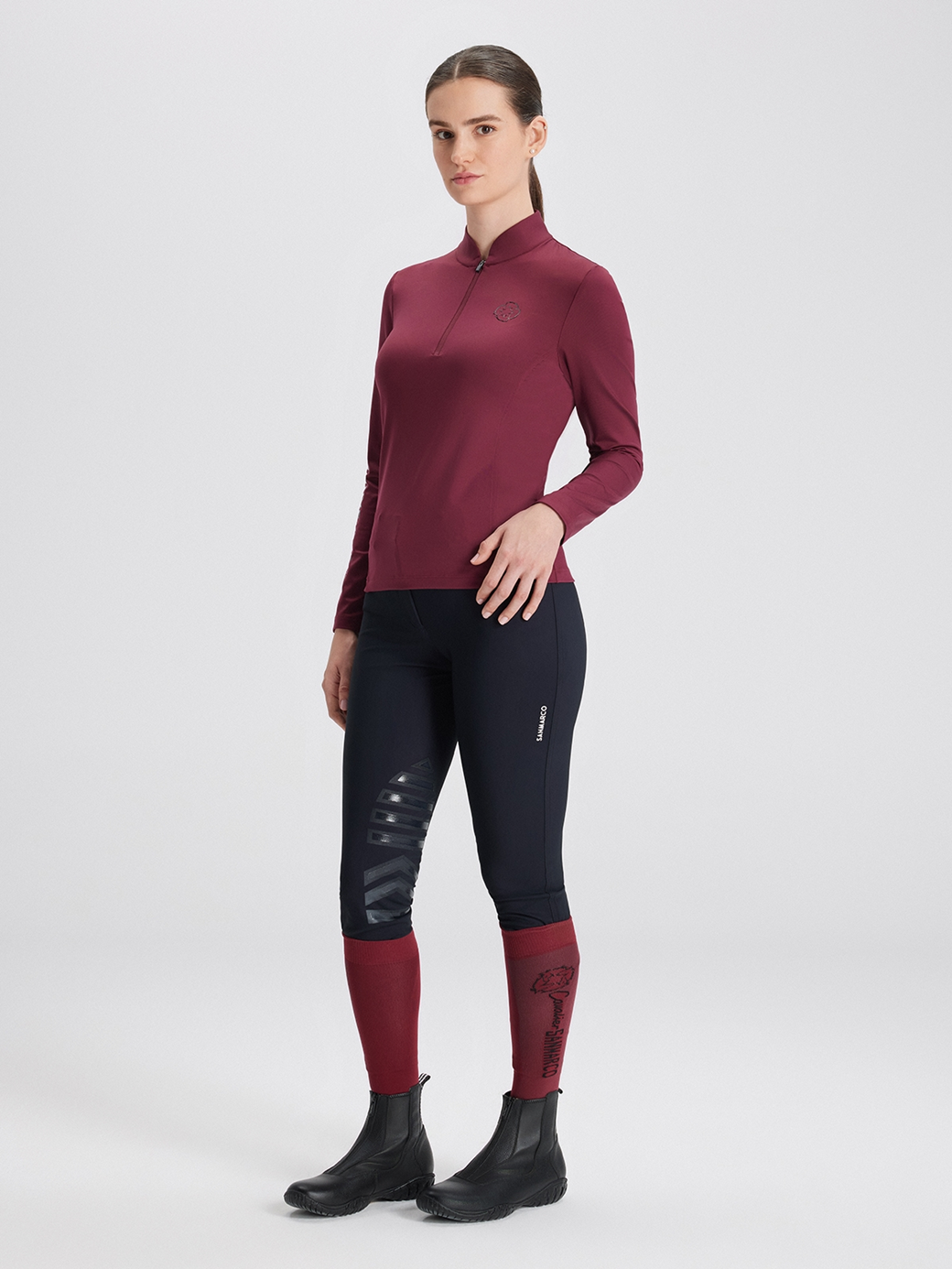 ASPEN BORDEAUX WOMEN'S LONG SLEEVE BASE LAYER QUARTER ZIP 