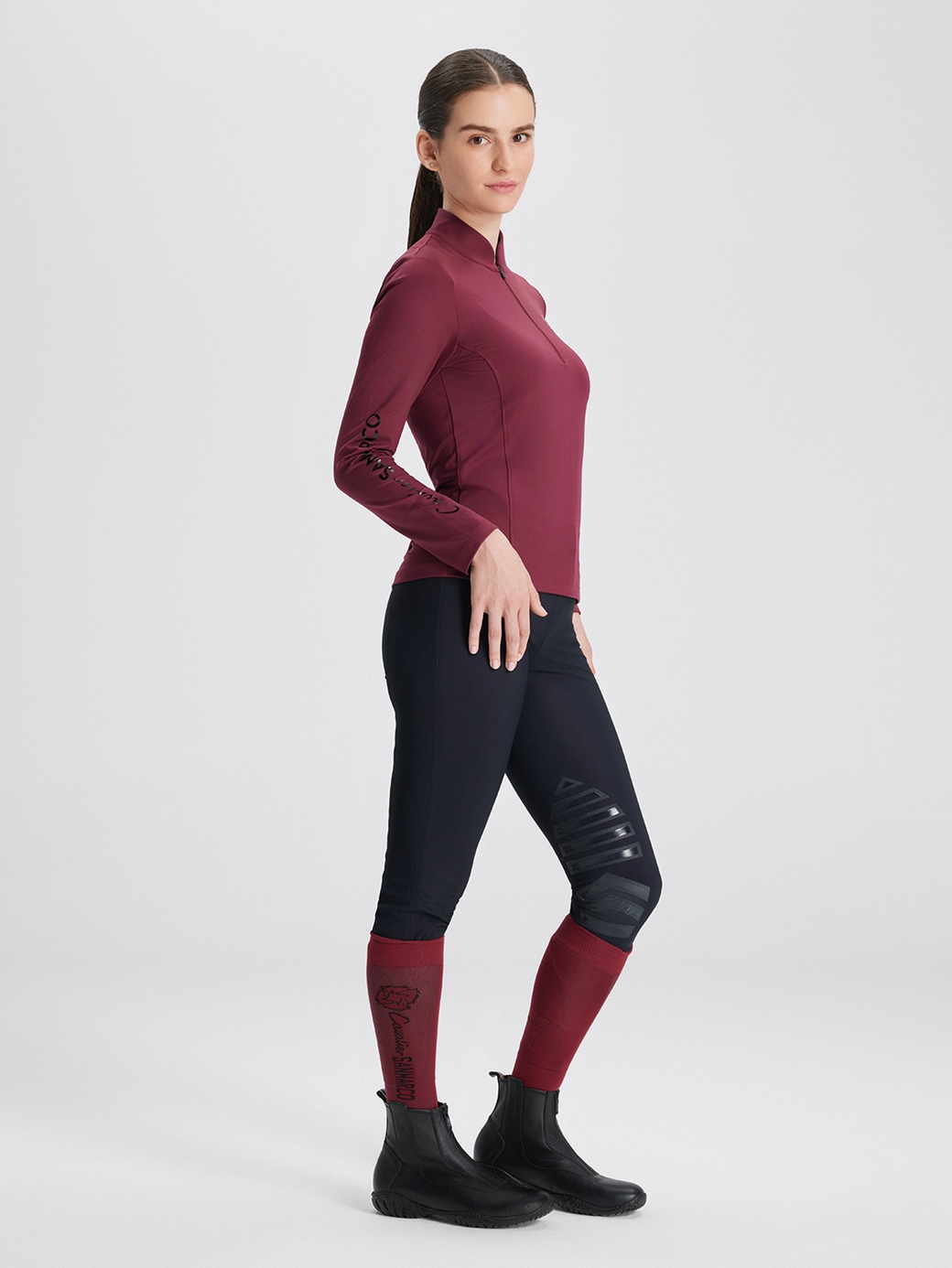 ASPEN BORDEAUX WOMEN'S LONG SLEEVE BASE LAYER QUARTER ZIP 