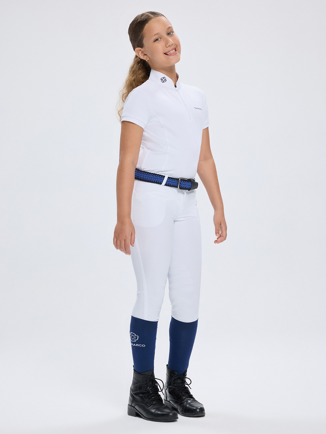 ENZA-JR WHITE GIRL'S COMPETITION POLO SHORT SLEEVE 