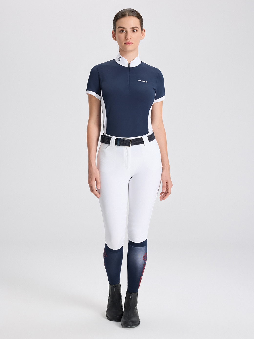 ENZA NAVY/WHITE WOMEN'S COMPETITION POLO SHORT SLEEVE 