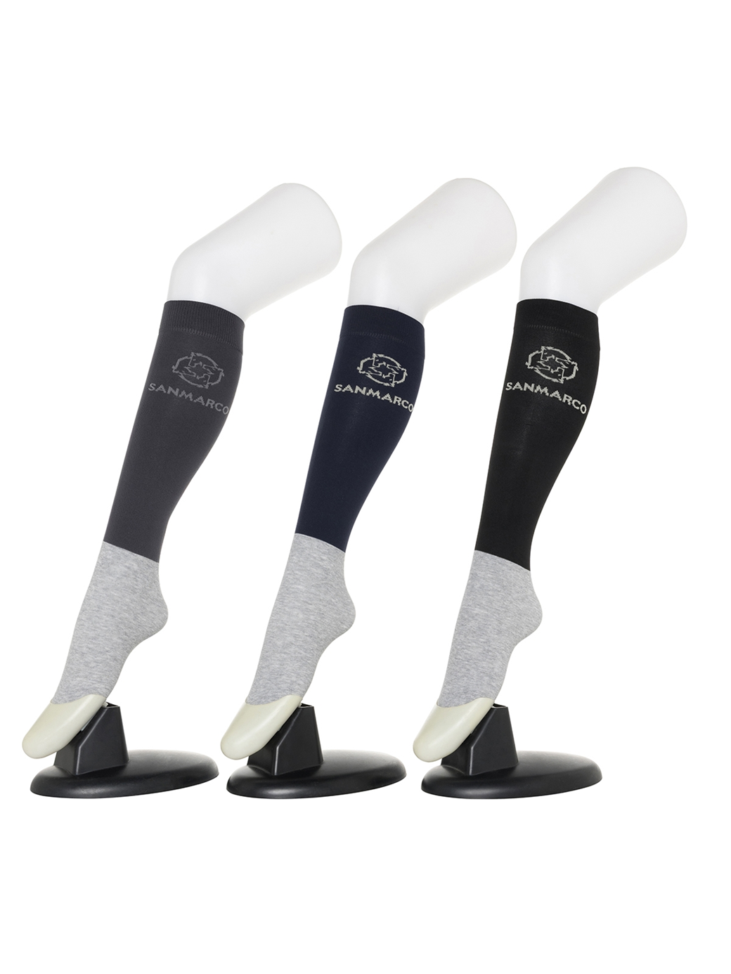 FONDI-3XB SET #5/D.Gray,Navy,Black WOMEN'S ALL-SEASON RIDING SOCKS 3 PACK BUNDLE 