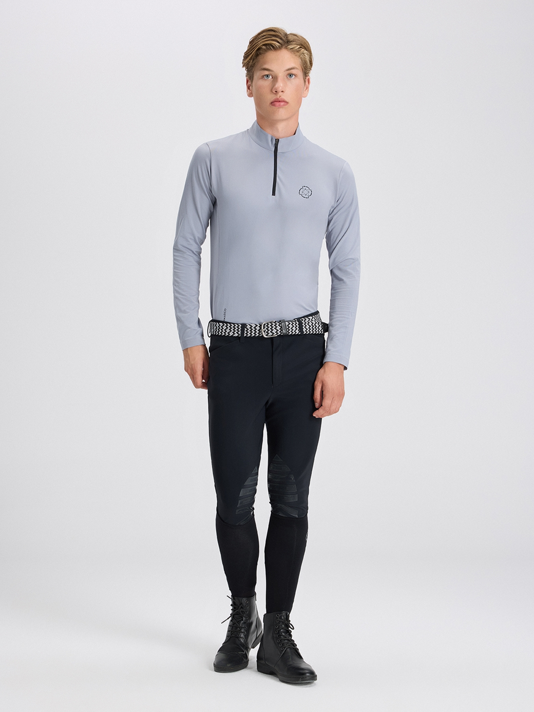HELSINKI LIGHT GRAY MEN'S LONG SLEEVE BASE LAYER QUARTER ZIP 