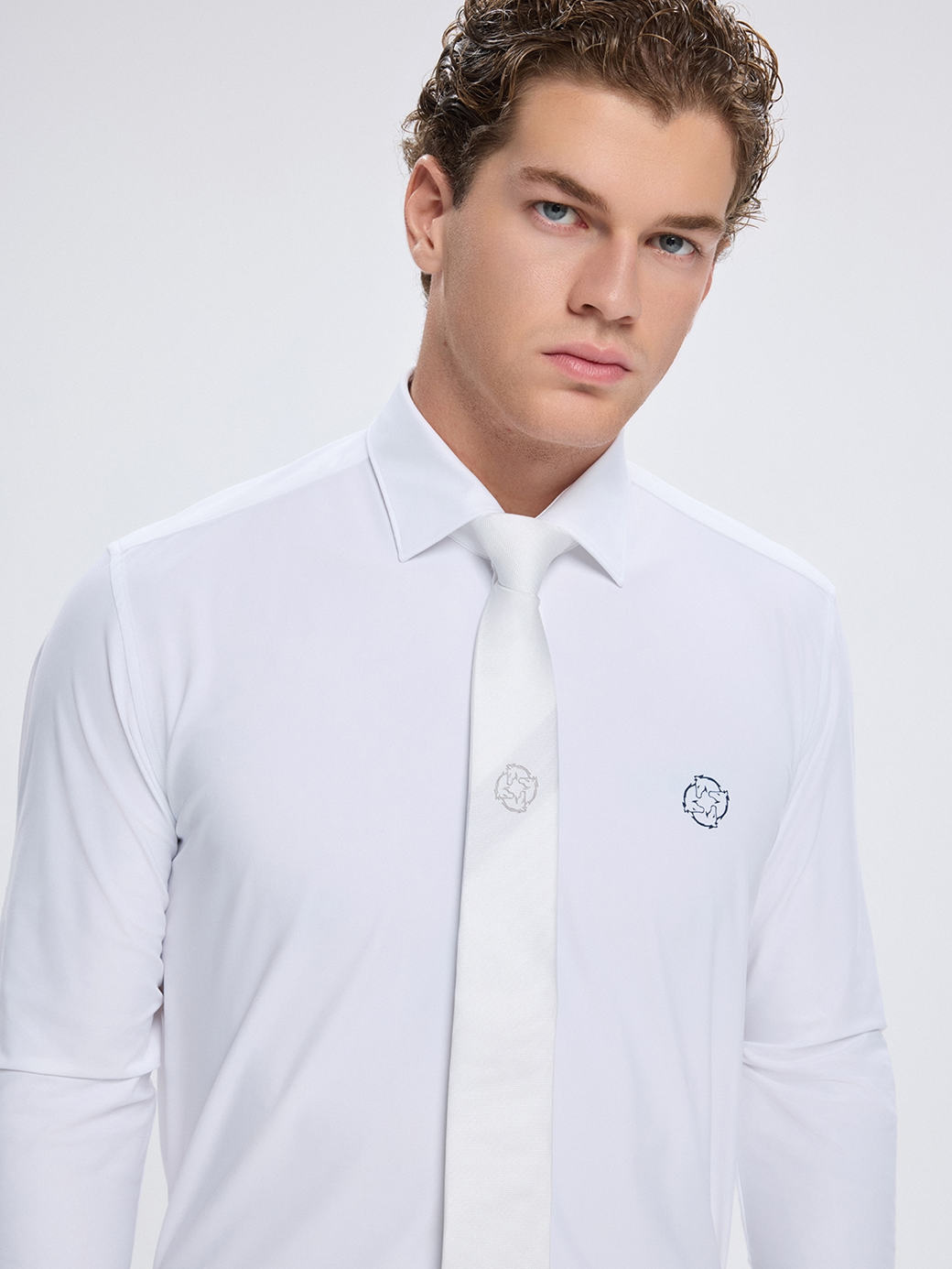 MILANO WHITE MEN'S COMPETITION SHIRT LONG SLEEVE SPREAD COLLAR 