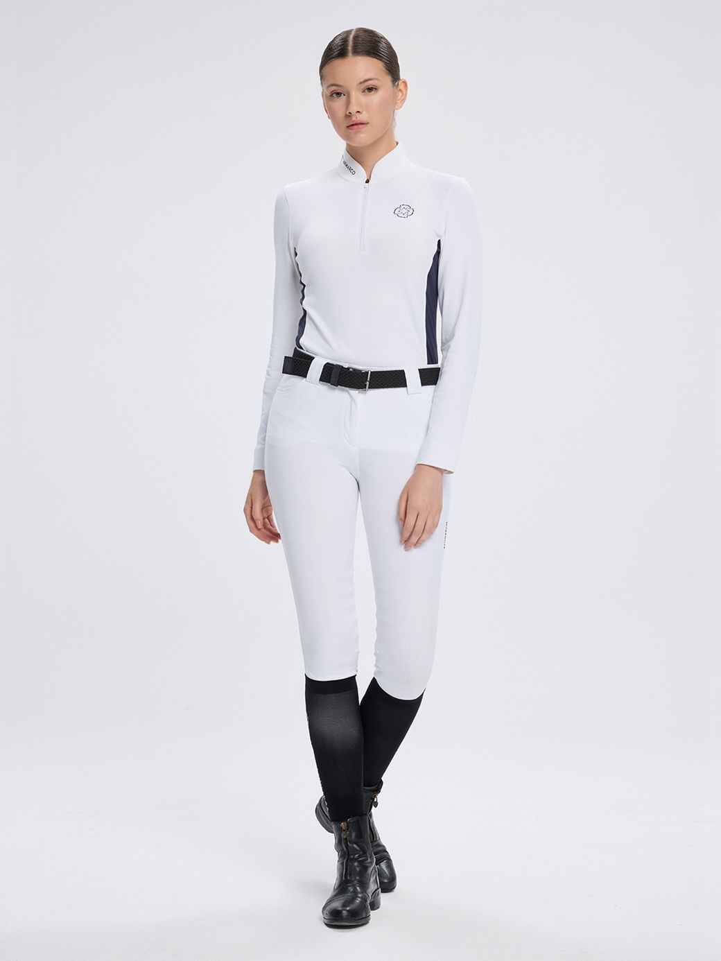PAOLA WHITE/NAVY WOMEN'S COMPETITION POLO LONG SLEEVE 
