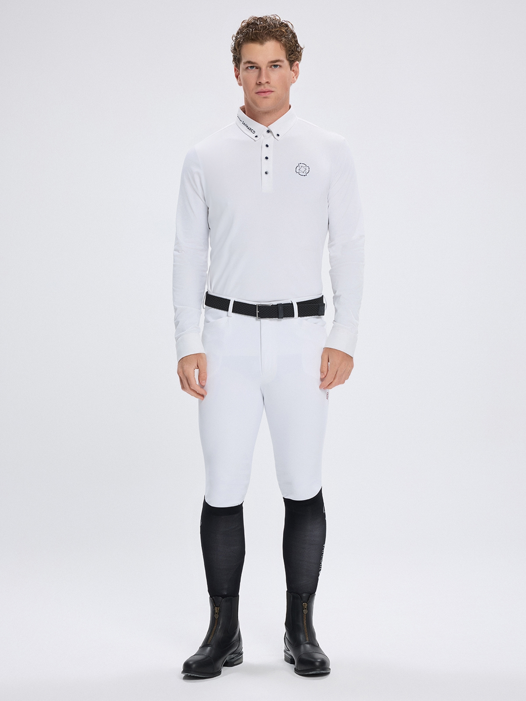 PAOLO WHITE MEN'S COMPETITION POLO LONG SLEEVE 