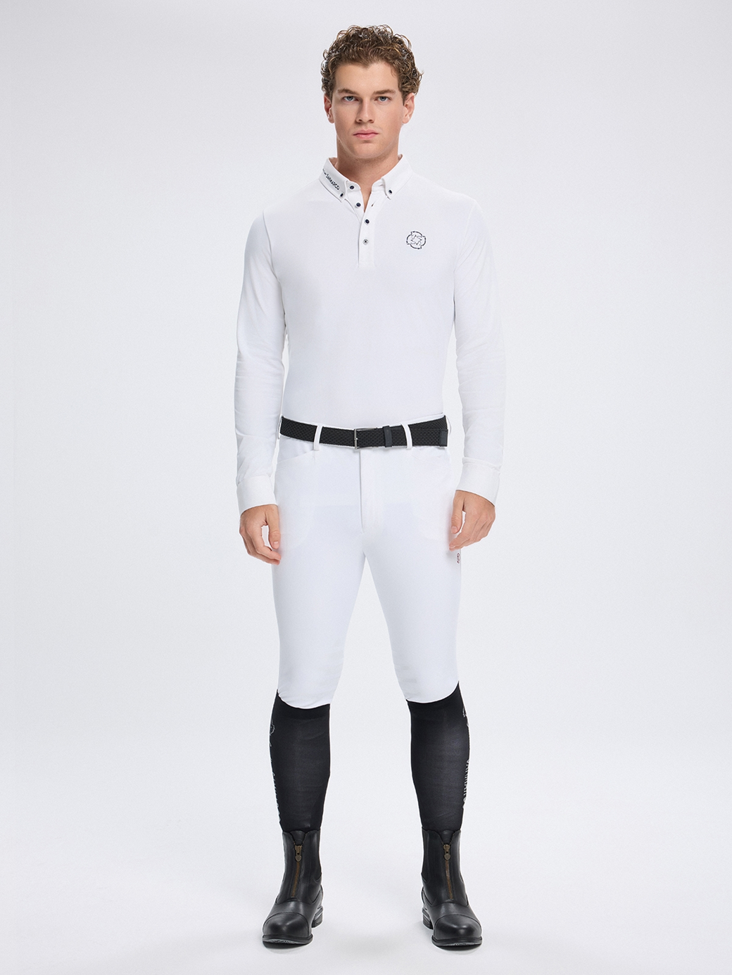 PAOLO WHITE MEN'S COMPETITION POLO LONG SLEEVE 