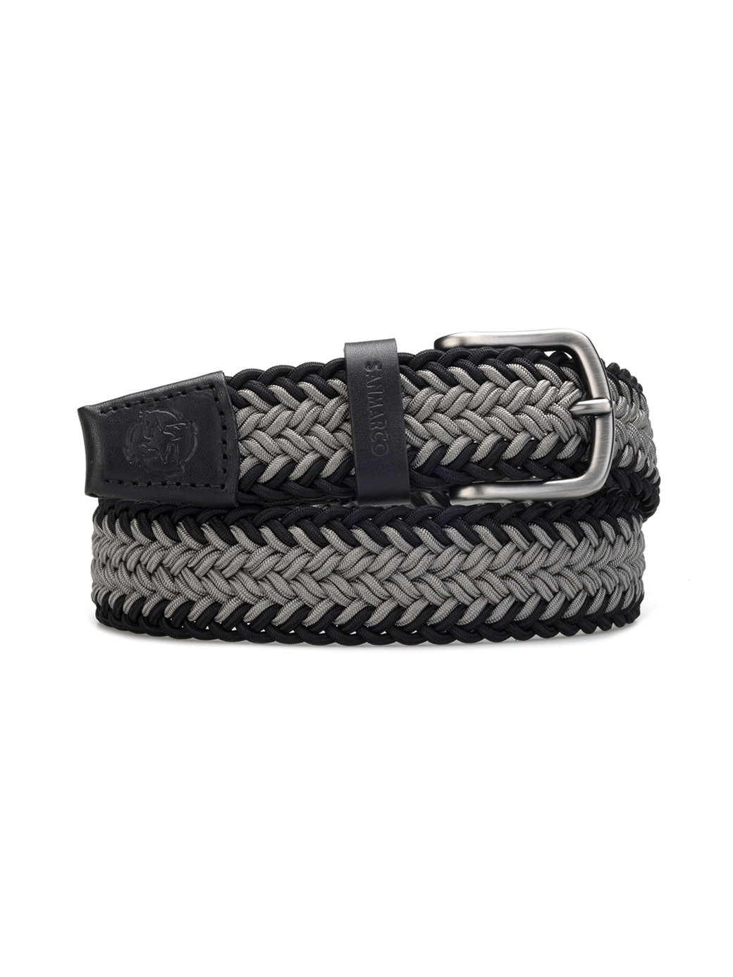 SANTIAGO GRAY/BLACK BRAIDED BELT 
