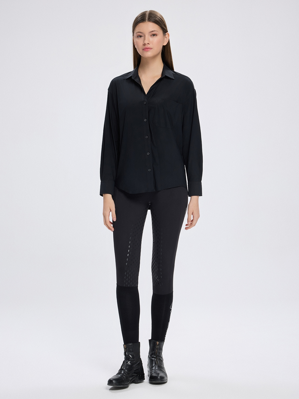 VENETA BLACK WOMEN'S OVERSIZE CASUAL SHIRT 