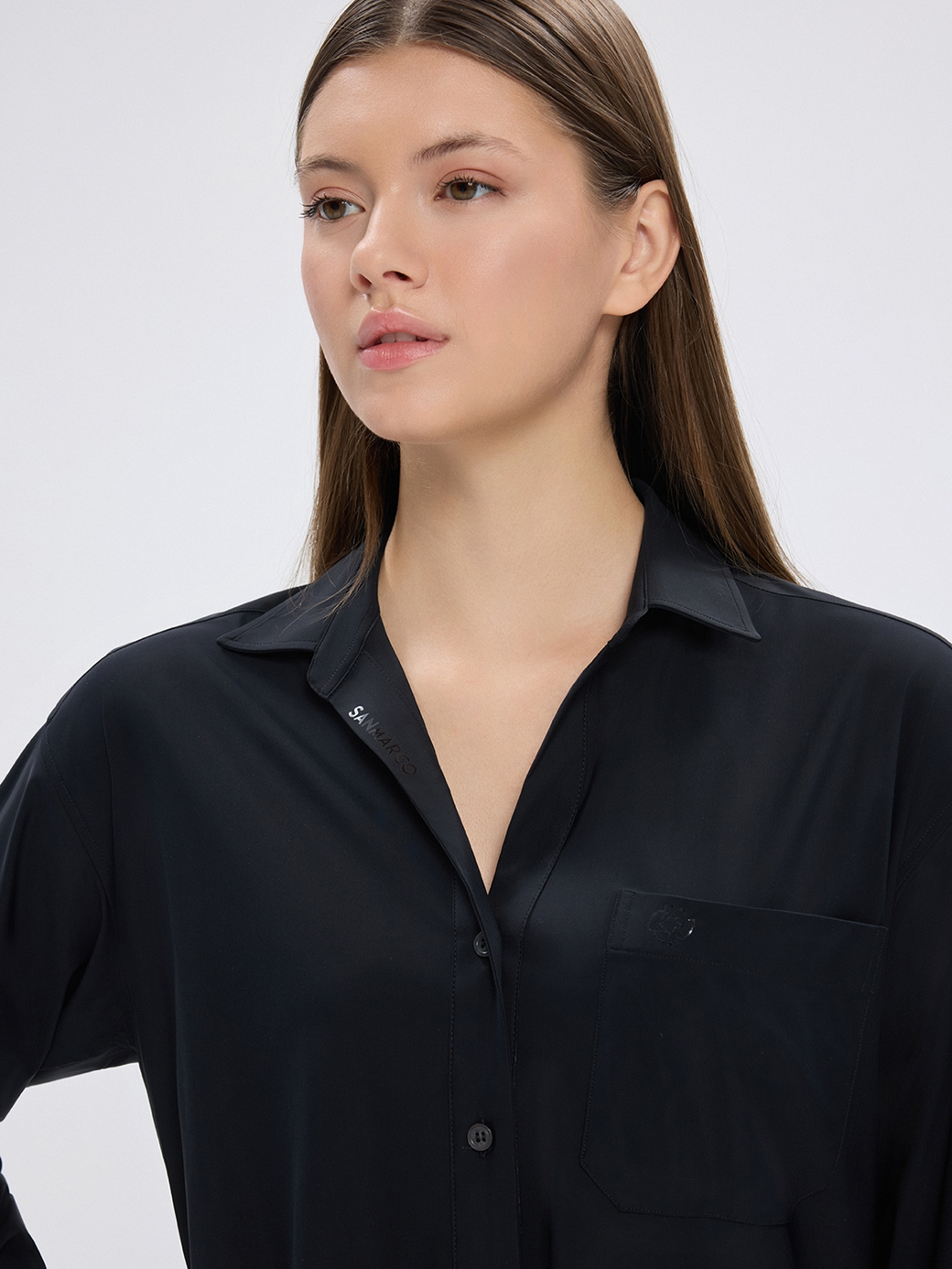 VENETA BLACK WOMEN'S OVERSIZE CASUAL SHIRT 