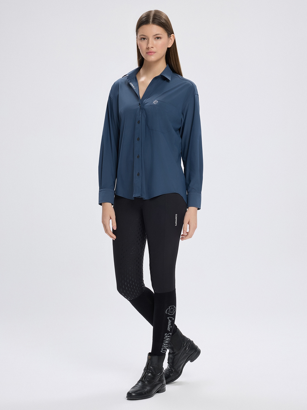 VENETA STEEL BLUE WOMEN'S OVERSIZE CASUAL SHIRT 
