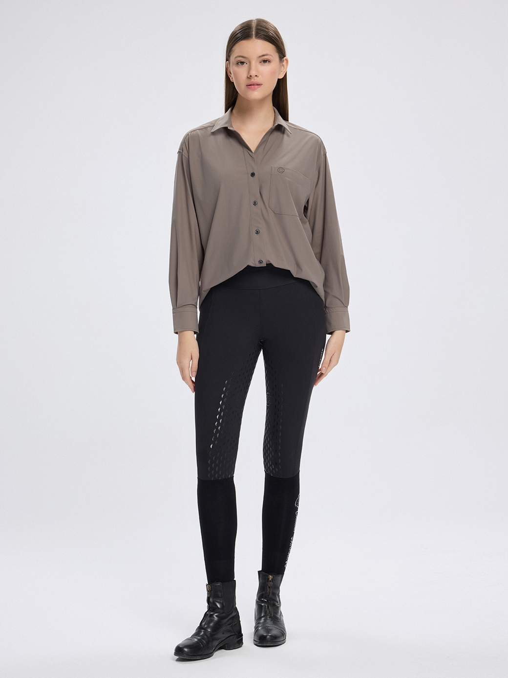 VENETA TAUPE WOMEN'S OVERSIZE CASUAL SHIRT 