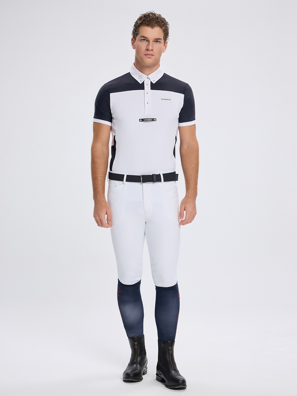 VITTORIO WHITE/NAVY MEN'S COMPETITION POLO SHORT SLEEVE