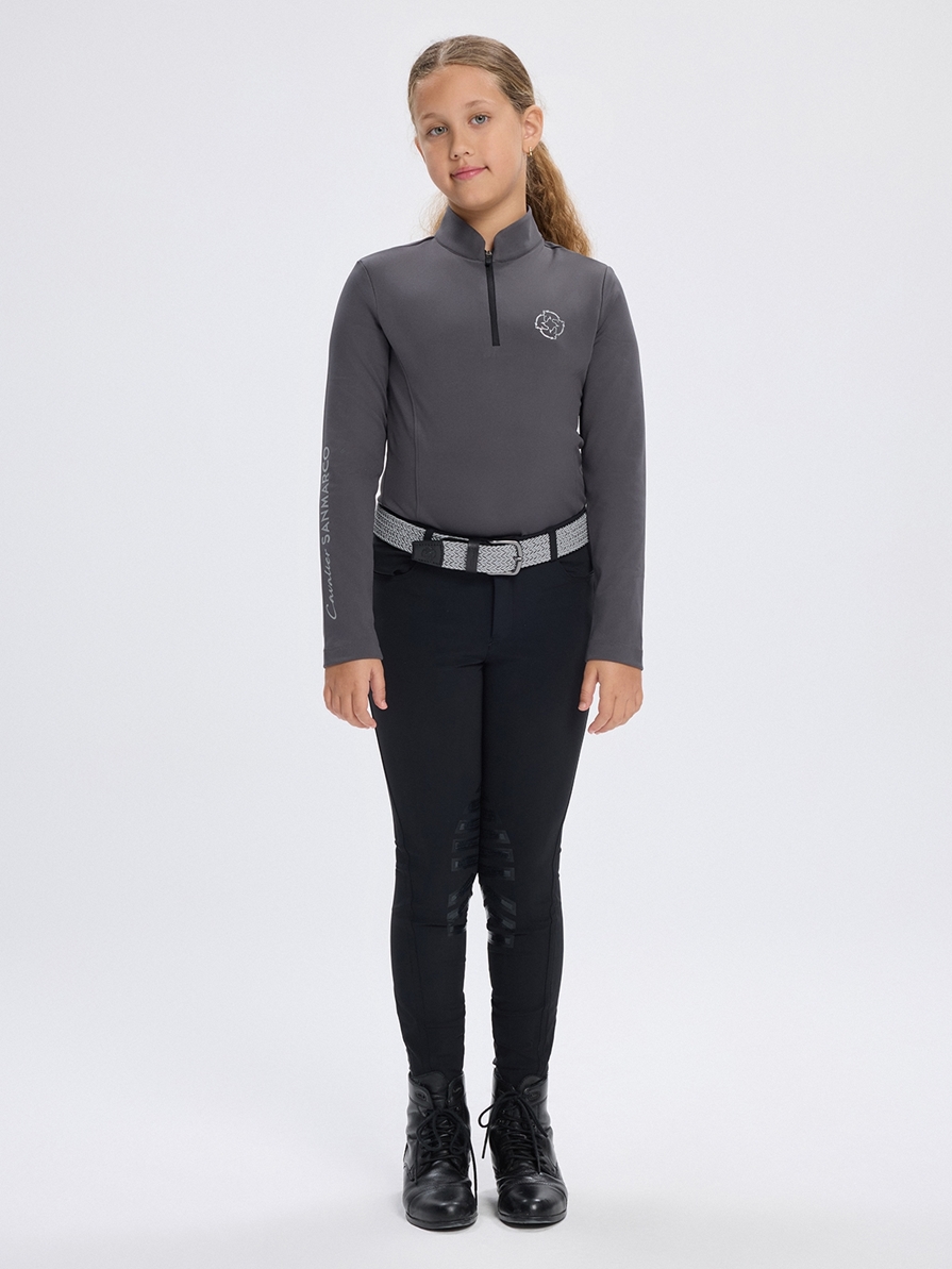 ASPEN-JR DARK GRAY GIRL'S LONG SLEEVE BASE LAYER QUARTER ZIP 