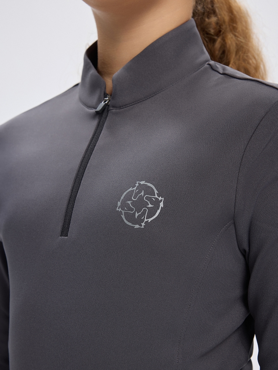 ASPEN-JR DARK GRAY GIRL'S LONG SLEEVE BASE LAYER QUARTER ZIP 