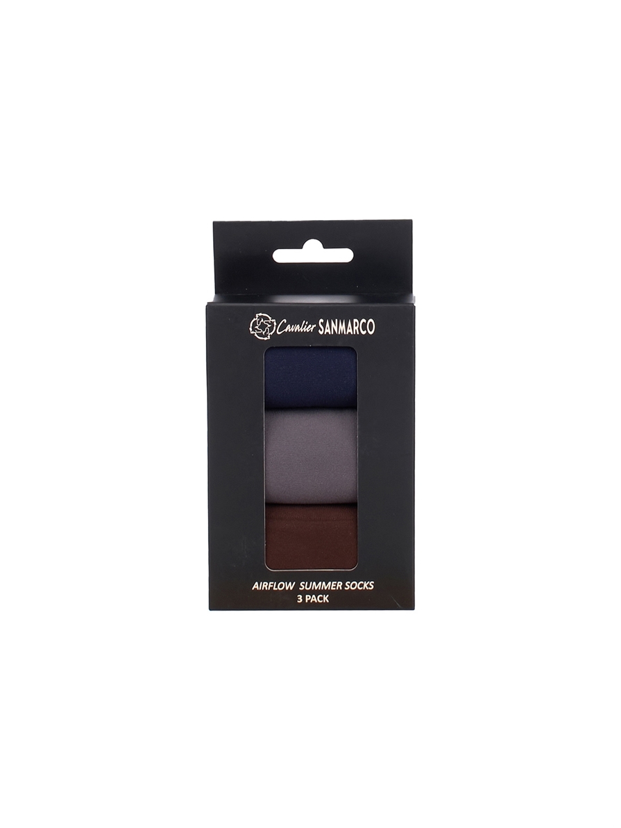 CAPRI-3XB SET #3/Navy,D.Gray,Brown UNISEX SUMMER RIDING SOCKS 3 PACK BUNDLE 