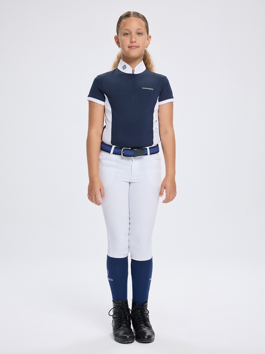 ENZA-JR NAVY/WHITE GIRL'S COMPETITION POLO SHORT SLEEVE 