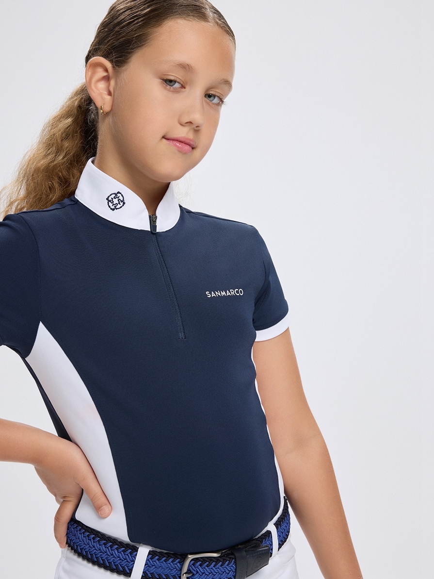 ENZA-JR NAVY/WHITE GIRL'S COMPETITION POLO SHORT SLEEVE 
