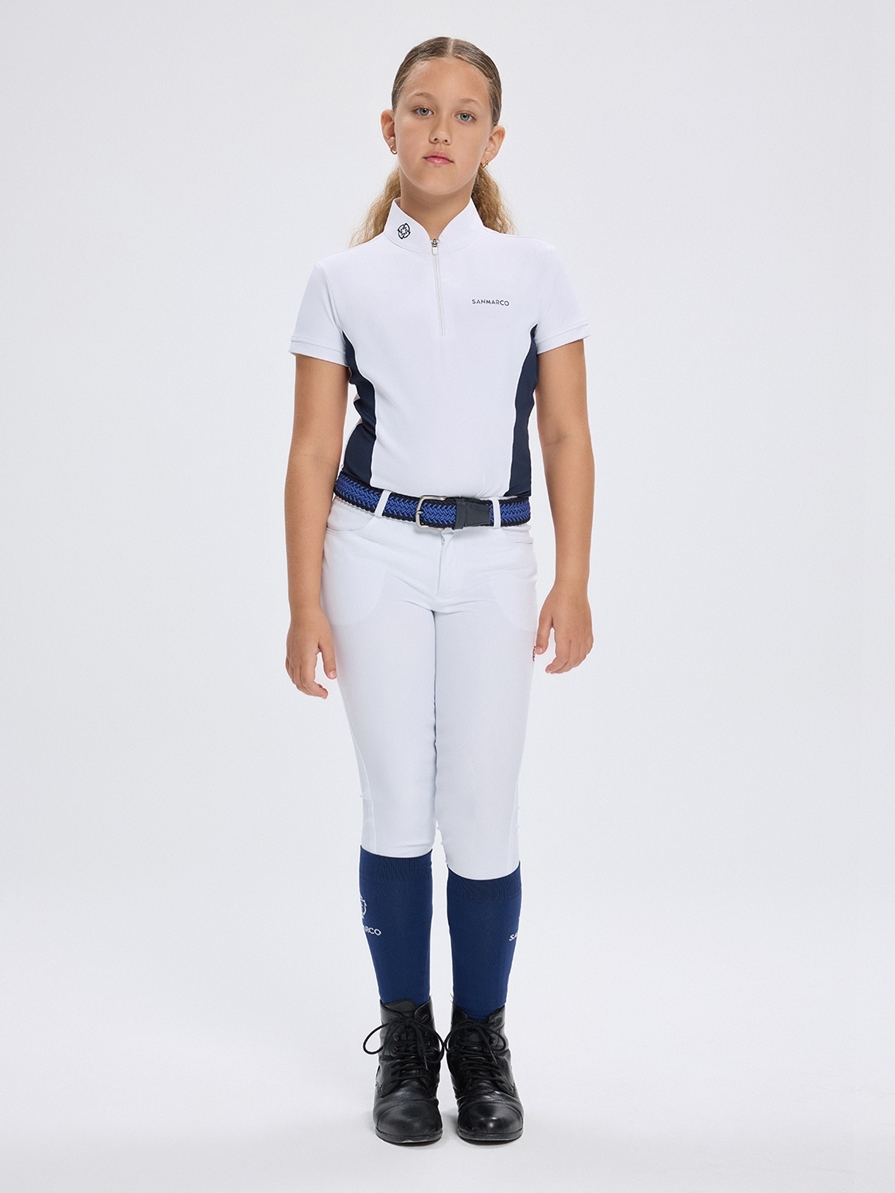 ENZA-JR WHITE/NAVY GIRL'S COMPETITION POLO SHORT SLEEVE 