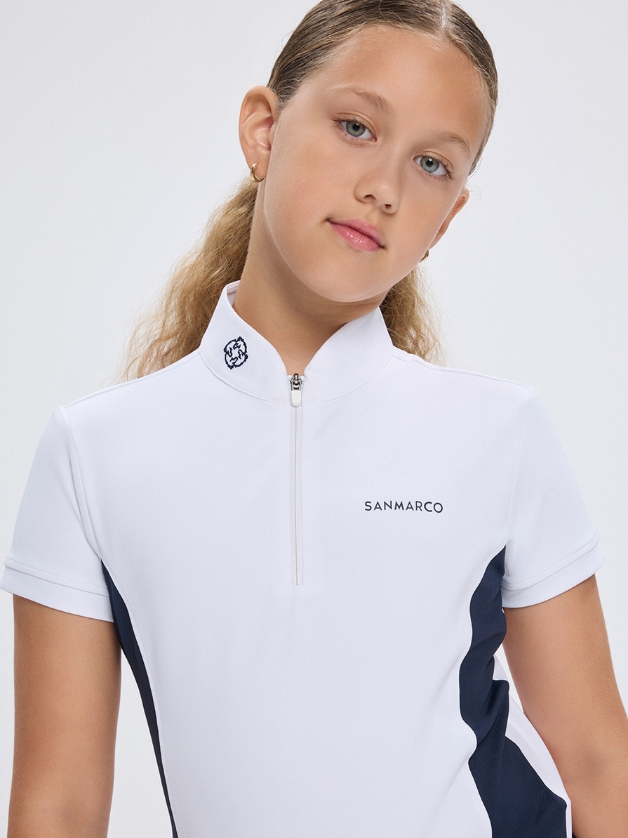 ENZA-JR WHITE/NAVY GIRL'S COMPETITION POLO SHORT SLEEVE 