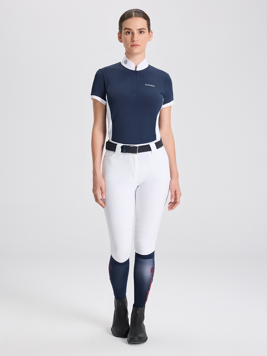 ENZA NAVY/WHITE POLO DA CONCORSO DONNA MANICA CORTA 