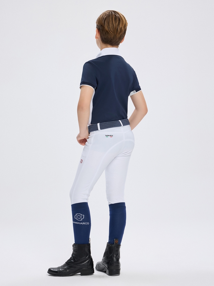 ENZO-JR NAVY/WHITE BOY'S COMPETITION POLO SHORT SLEEVE 