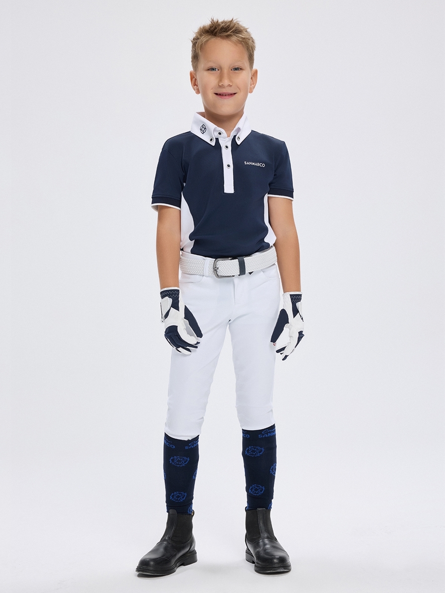 ENZO-JR NAVY/WHITE BOY'S COMPETITION POLO SHORT SLEEVE 