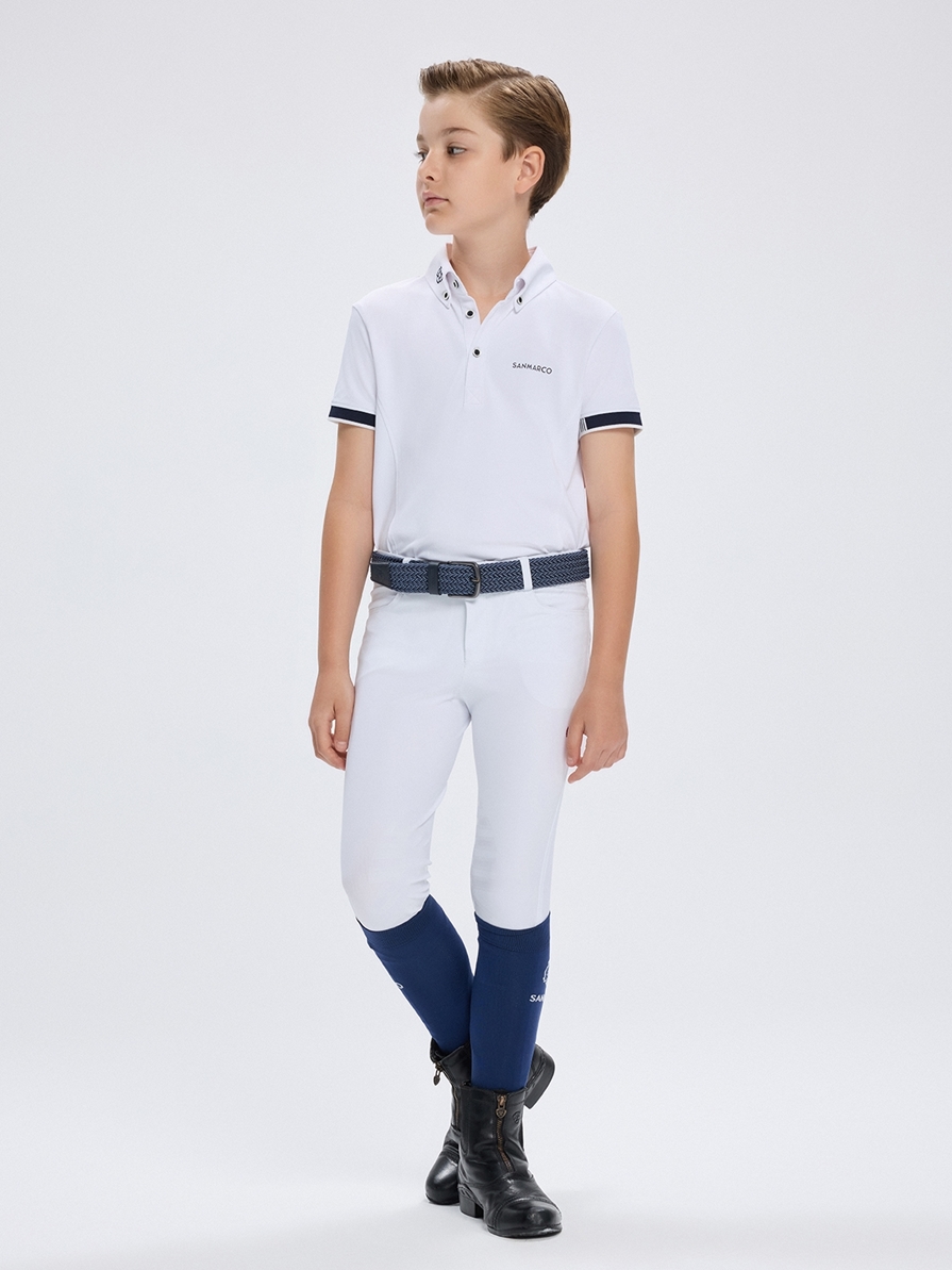 ENZO-JR WHITE BOY'S COMPETITION POLO SHORT SLEEVE 