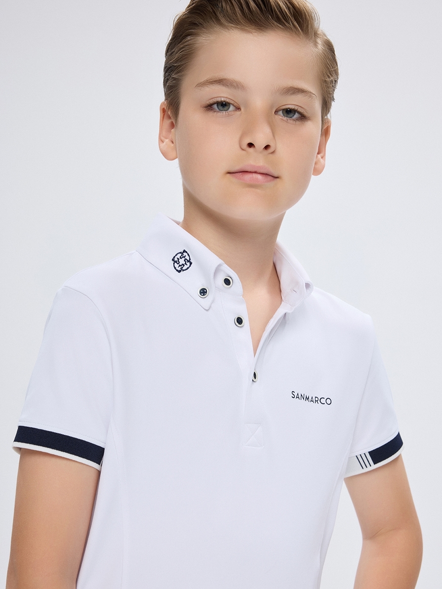 ENZO-JR WHITE BOY'S COMPETITION POLO SHORT SLEEVE 