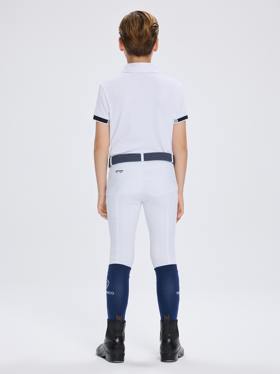 ENZO-JR WHITE BOY'S COMPETITION POLO SHORT SLEEVE 