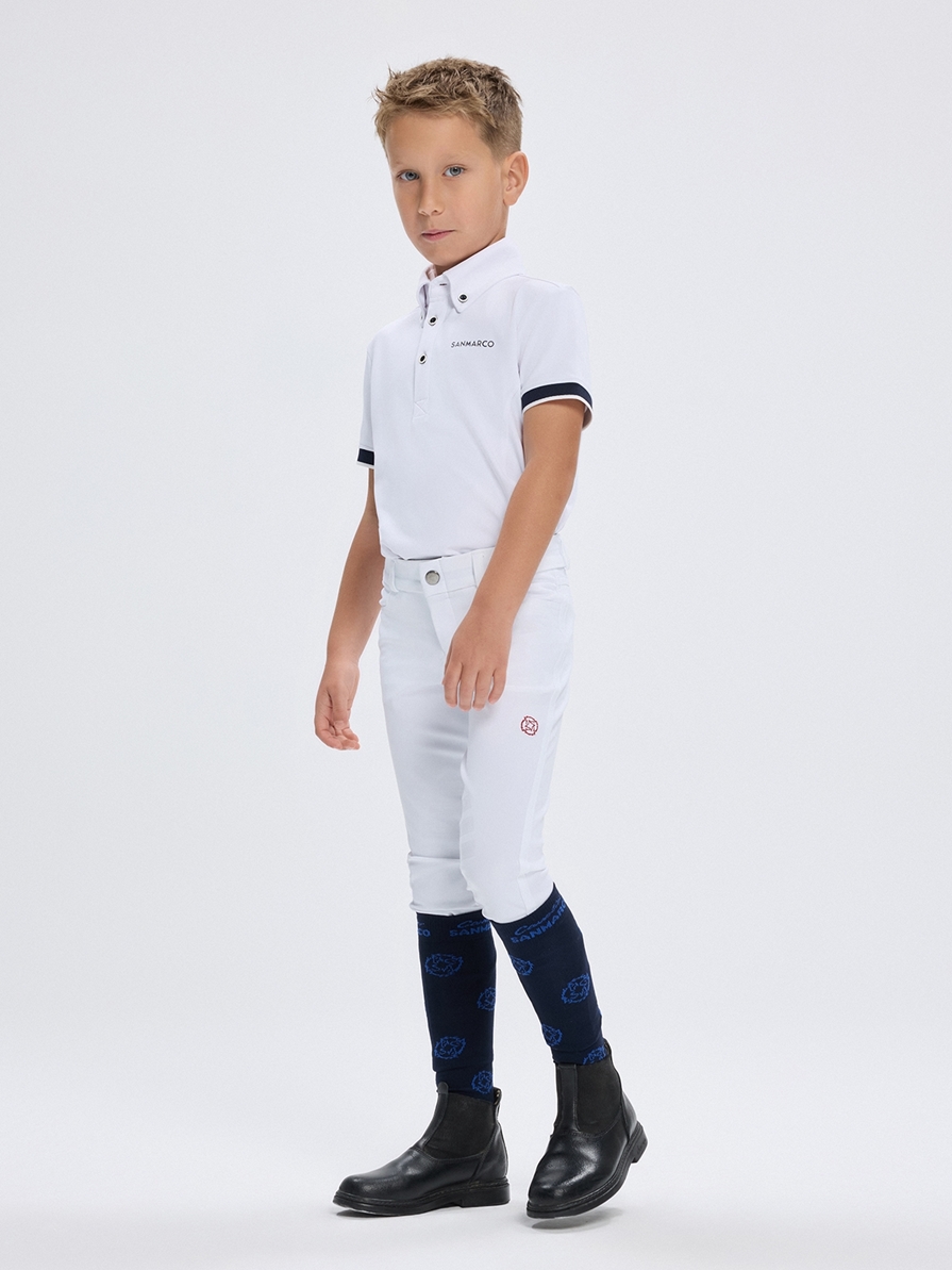 ENZO-JR WHITE BOY'S COMPETITION POLO SHORT SLEEVE 