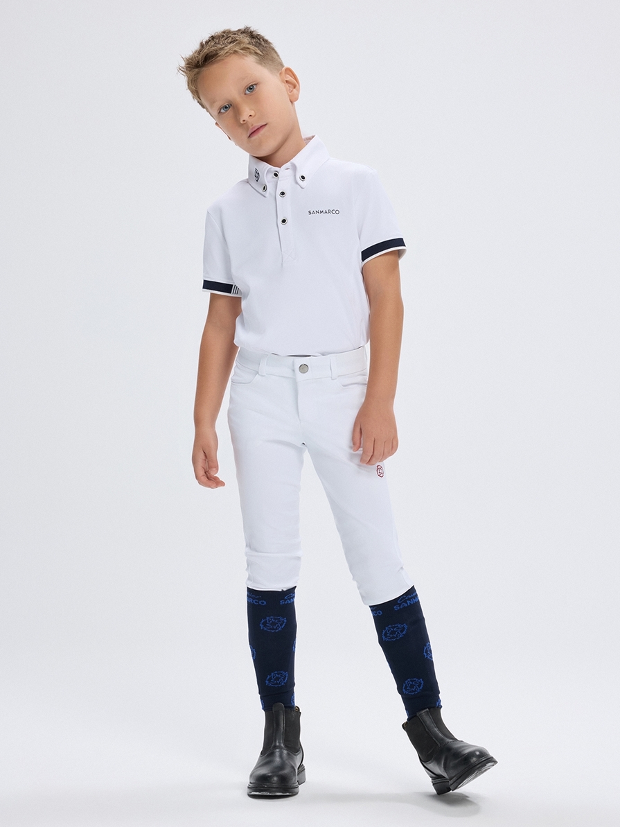 ENZO-JR WHITE BOY'S COMPETITION POLO SHORT SLEEVE 