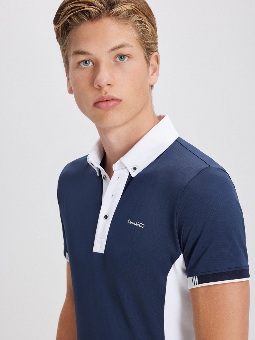 ENZO NAVY/WHITE MEN'S COMPETITION POLO SHORT SLEEVE 