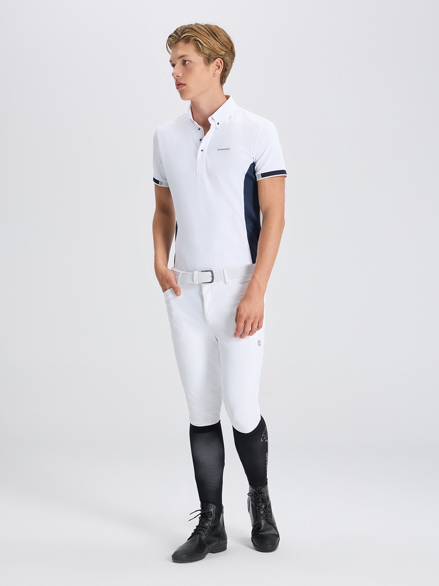 ENZO WHITE/NAVY MEN'S COMPETITION POLO SHORT SLEEVE 