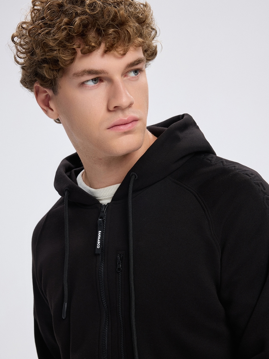 FIRENZE BLACK UNISEX ZIP-UP HOODIE