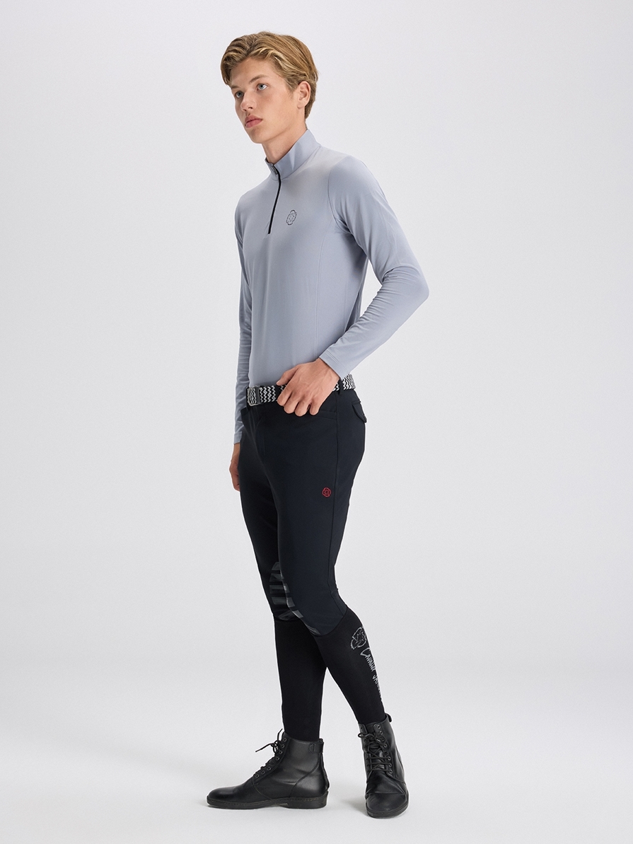 HELSINKI LIGHT GRAY MEN'S LONG SLEEVE BASE LAYER QUARTER ZIP 