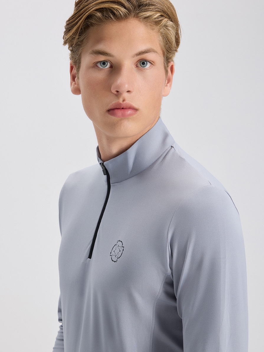 HELSINKI LIGHT GRAY MEN'S LONG SLEEVE BASE LAYER QUARTER ZIP 
