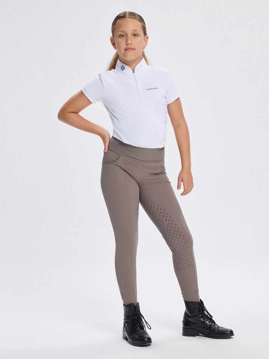 LUNA TAUPE GIRL'S FULL GRIP PRO LEGGINGS 