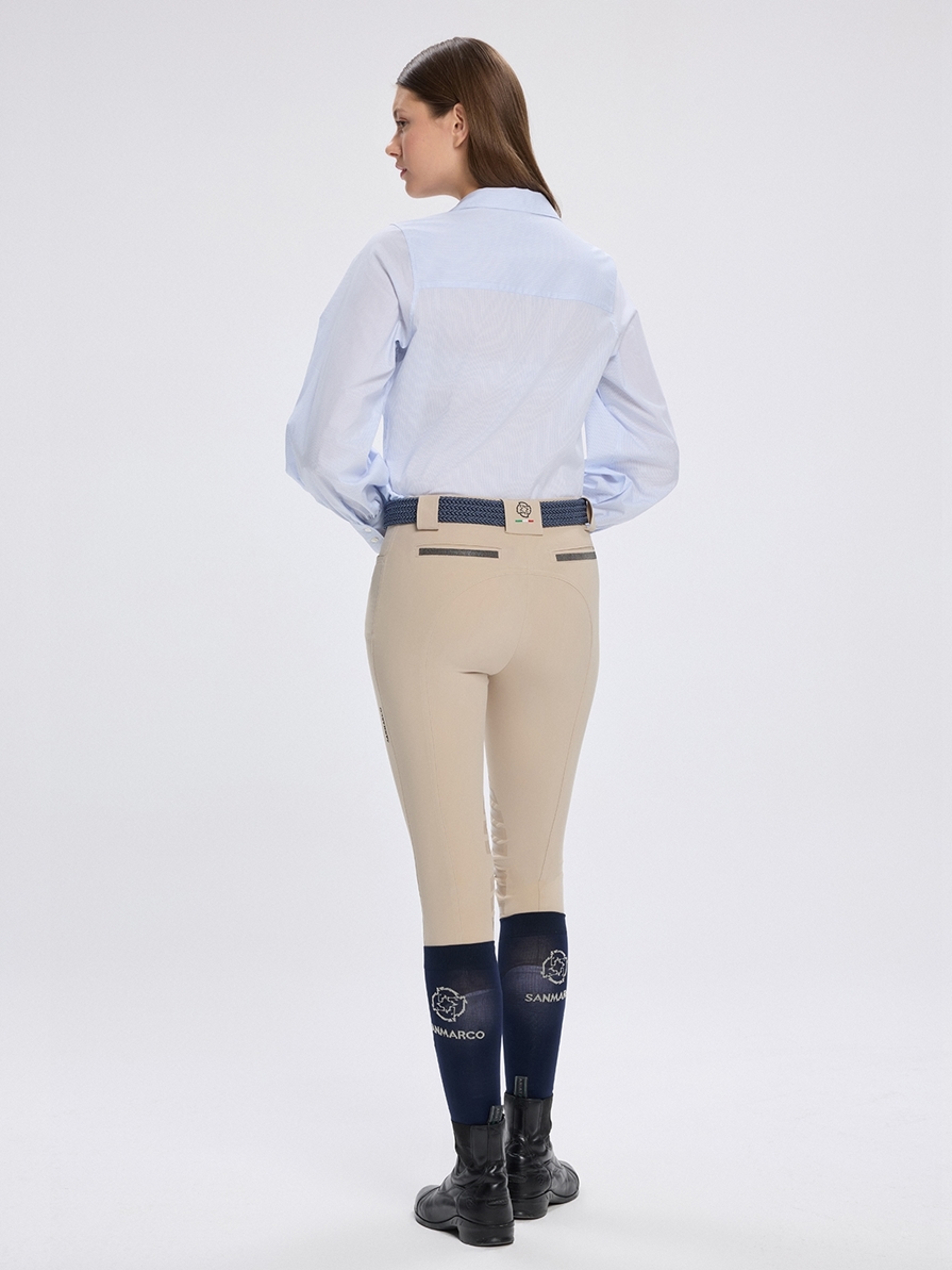 MARBELLA WHITE/BLUE WOMEN'S LONG SLEEVE CASUAL SHIRT 