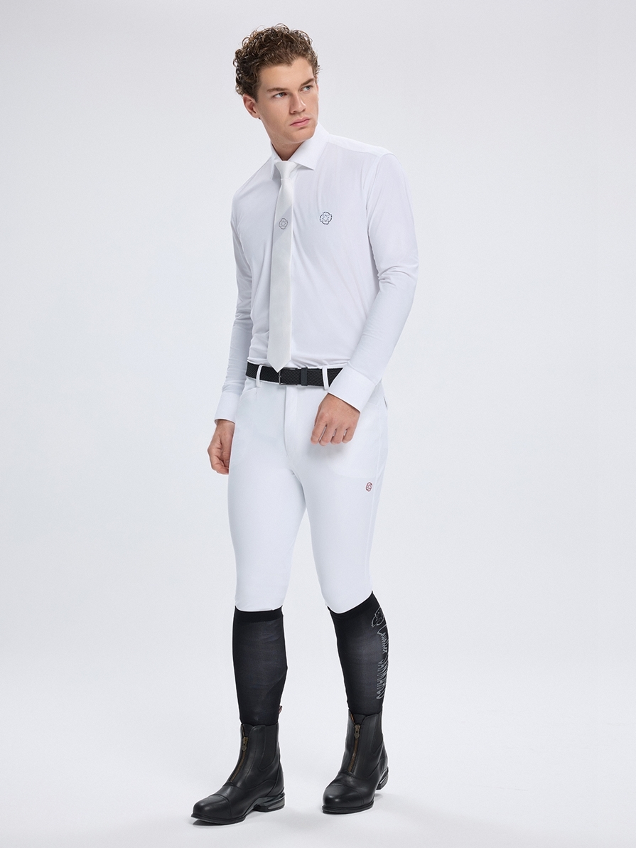 MILANO WHITE MEN'S COMPETITION SHIRT LONG SLEEVE SPREAD COLLAR 