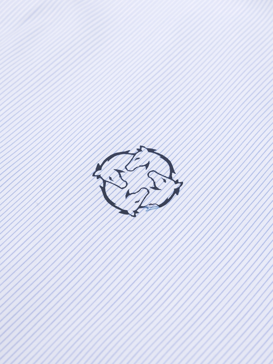 NAPOLI WHITE/BLUE MEN'S COMPETITION SHIRT LONG SLEEVE SPREAD COLLAR 
