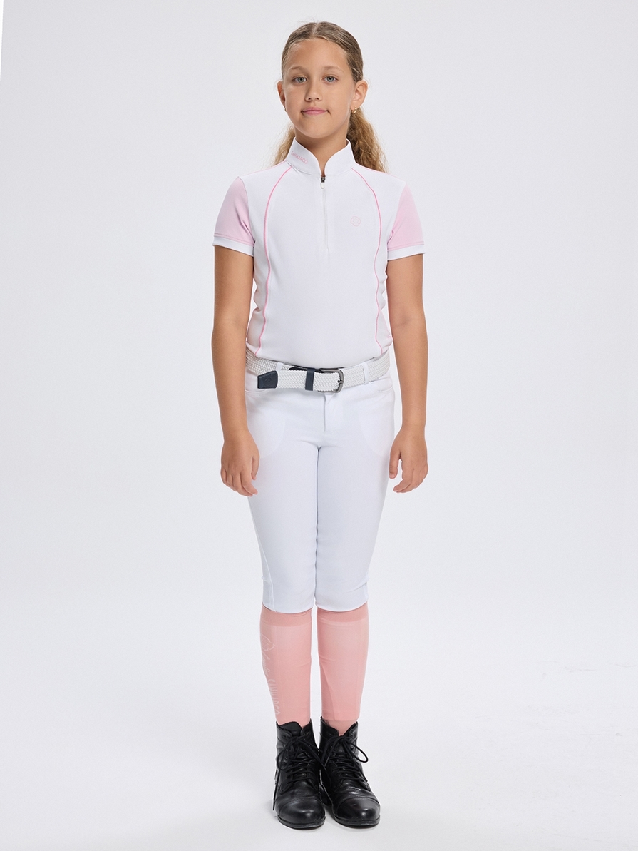 NINA PINK/WHITE GIRL'S COMPETITION POLO SHORT SLEEVE 