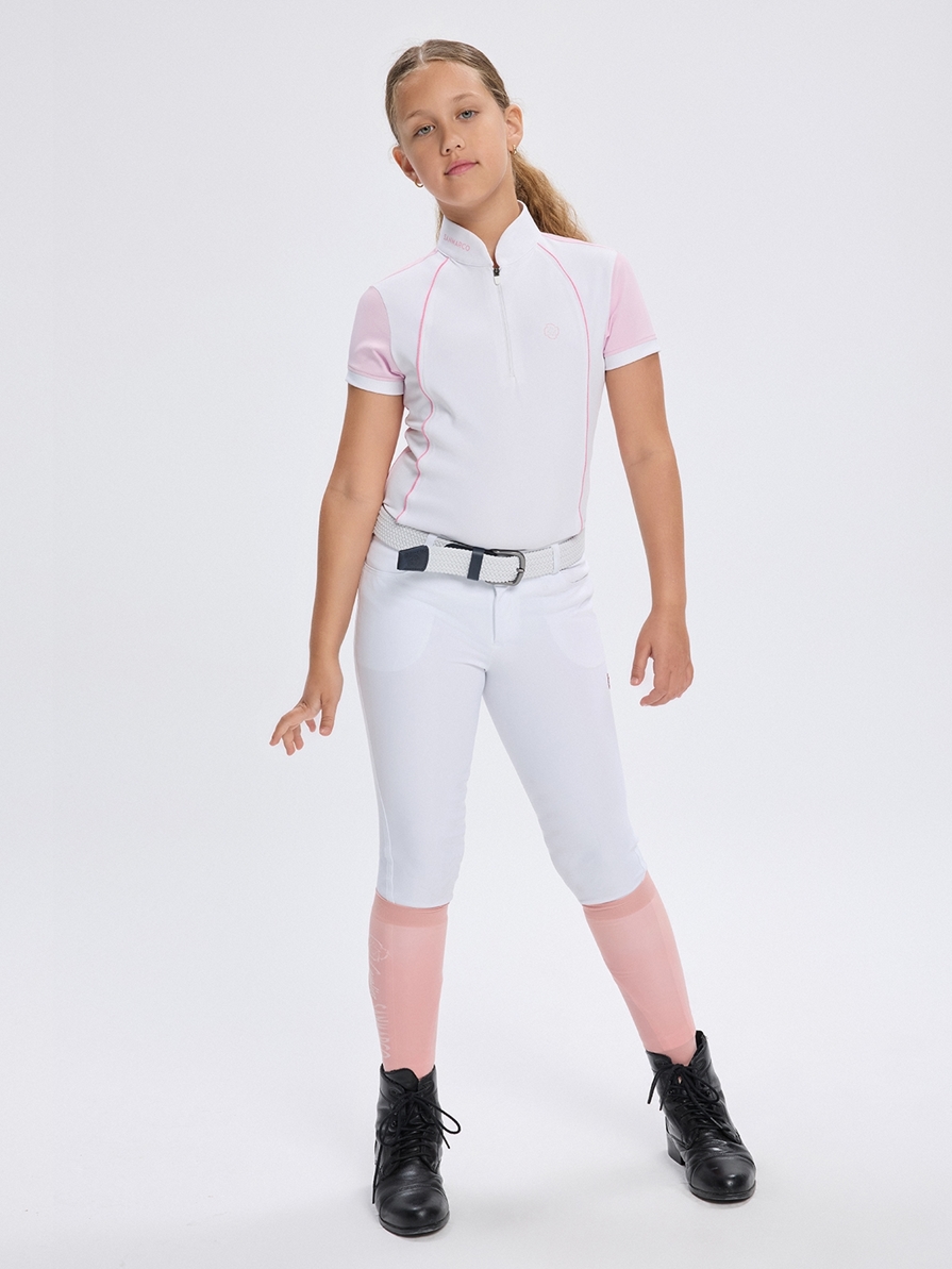 NINA PINK/WHITE GIRL'S COMPETITION POLO SHORT SLEEVE 