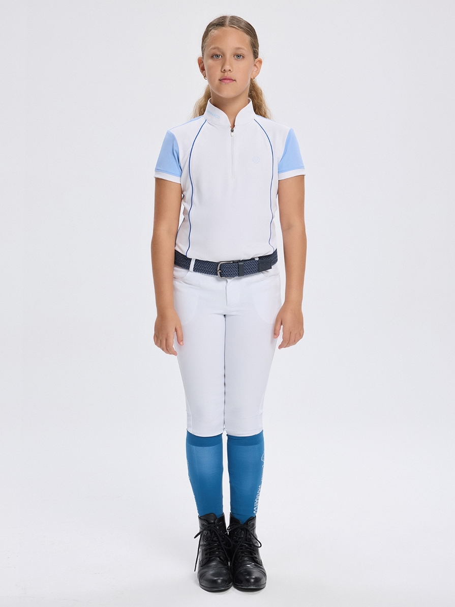 NINA SKY BLUE/WHITE GIRL'S COMPETITION POLO SHORT SLEEVE 