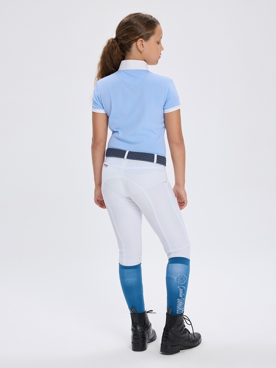NINA SKY BLUE/WHITE GIRL'S COMPETITION POLO SHORT SLEEVE 