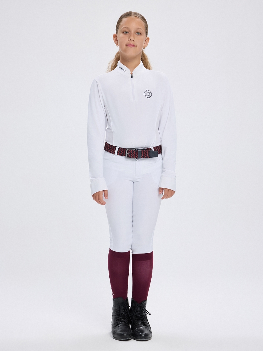 PAOLA-JR WHITE GIRL'S COMPETITION POLO LONG SLEEVE 