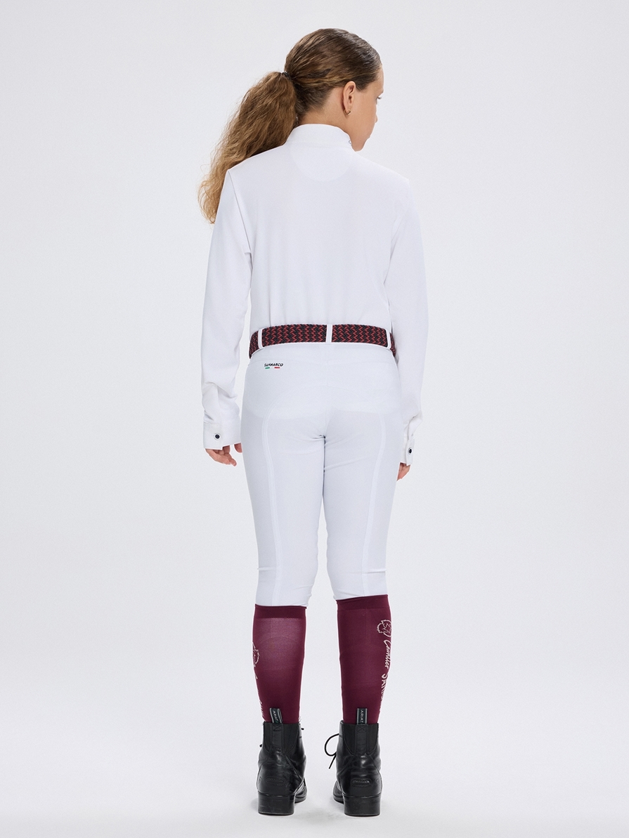 PAOLA-JR WHITE GIRL'S COMPETITION POLO LONG SLEEVE 
