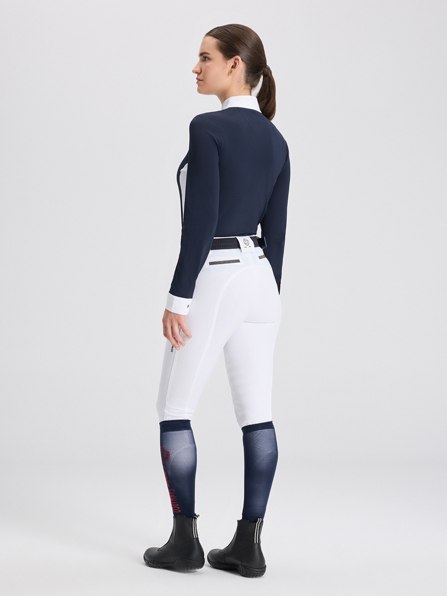 PAOLA NAVY/WHITE WOMEN'S COMPETITION POLO LONG SLEEVE 