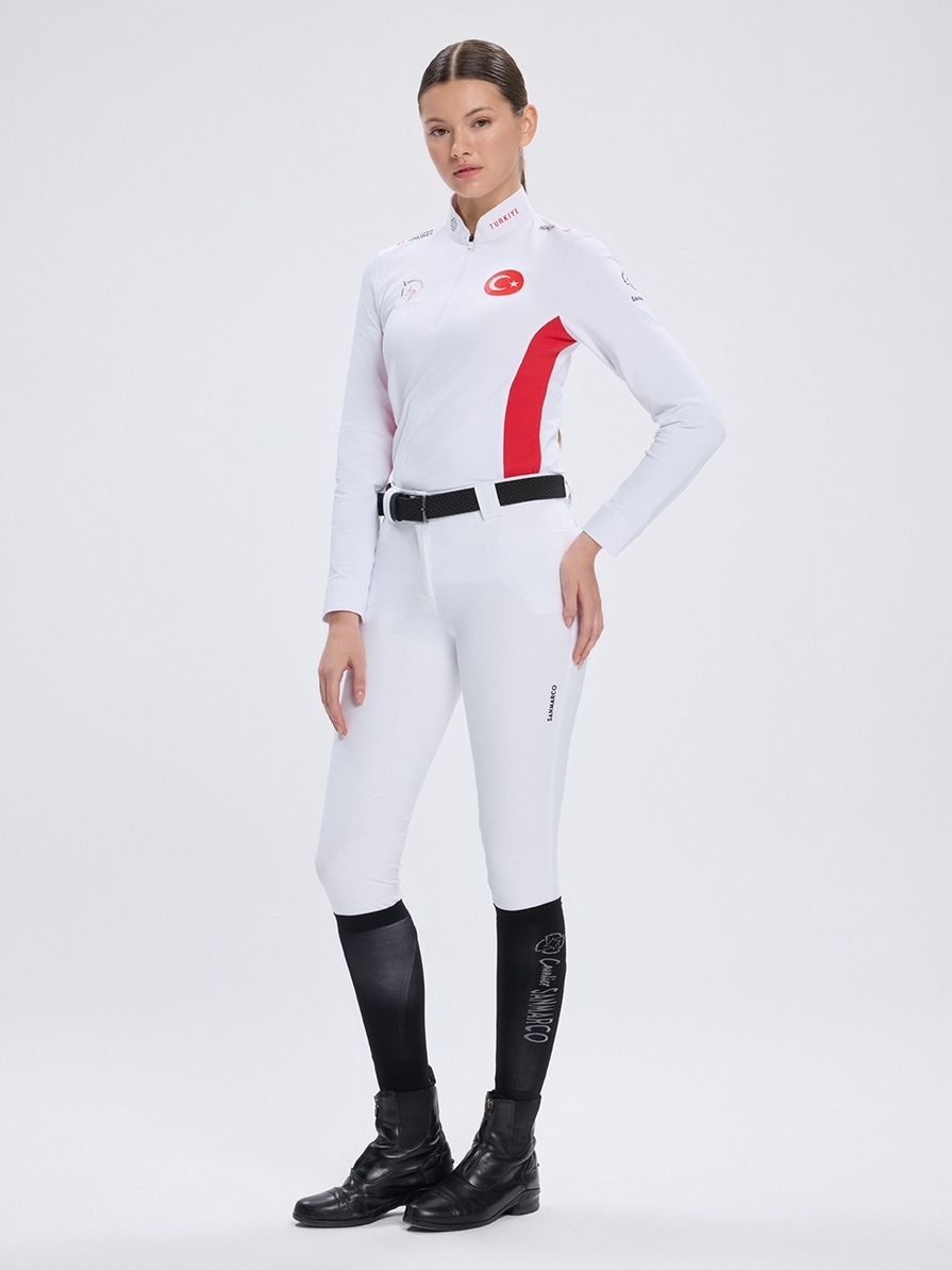 PAOLA-TBF WHITE/RED KADIN UZUN KOL YARIŞMA POLO X TEAM TÜRKİYE 