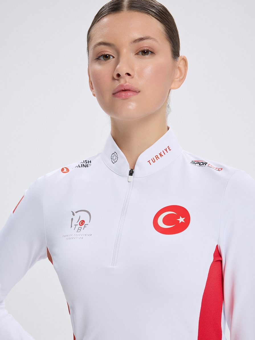 PAOLA-TBF WHITE/RED KADIN UZUN KOL YARIŞMA POLO X TEAM TÜRKİYE 